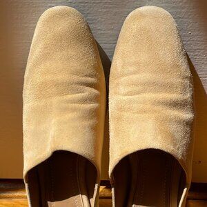 The Row Noelle Collapsible-Heel Loafers in Camel Suede
